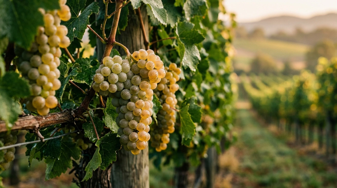 Grappes de raisin blanc dans un vignoble alsacien