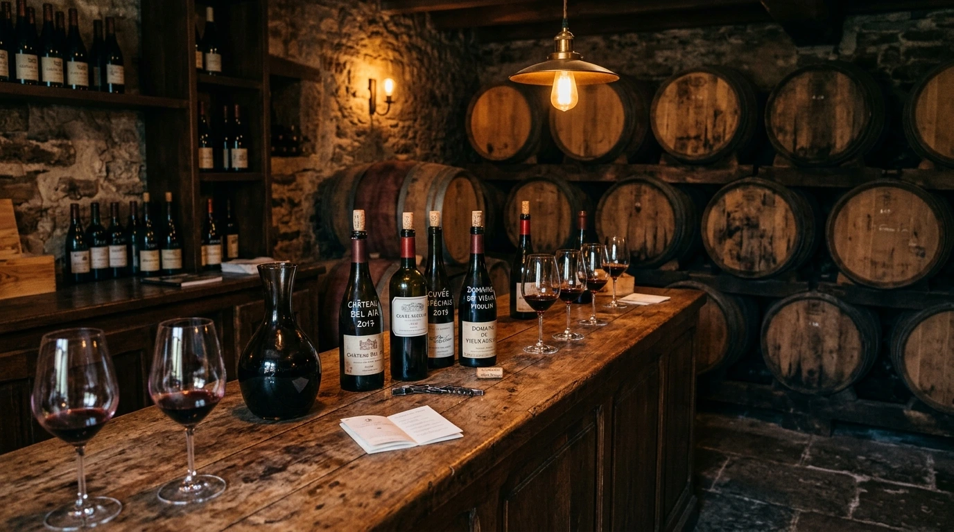 Comptoir d’un caveau de dégustation alsacien