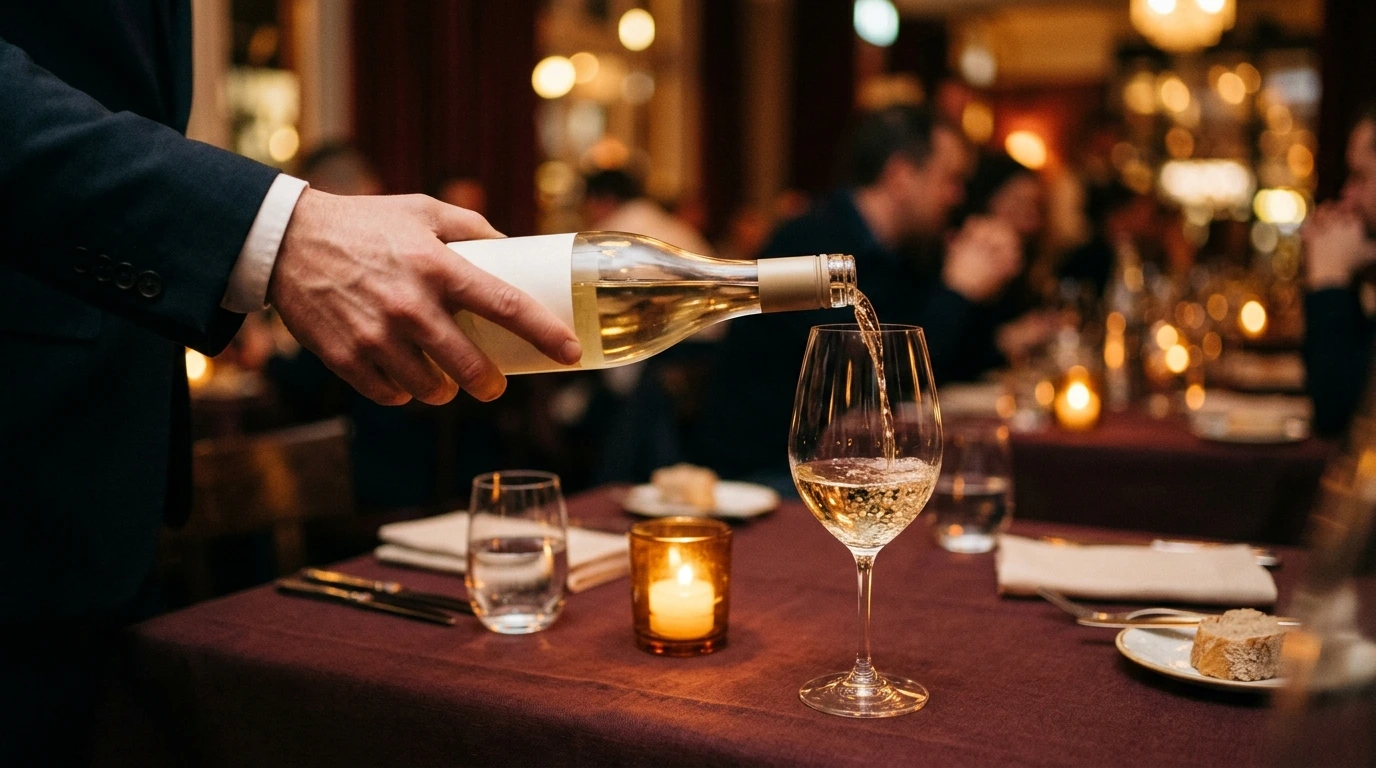 Service du vin au verre dans un restaurant