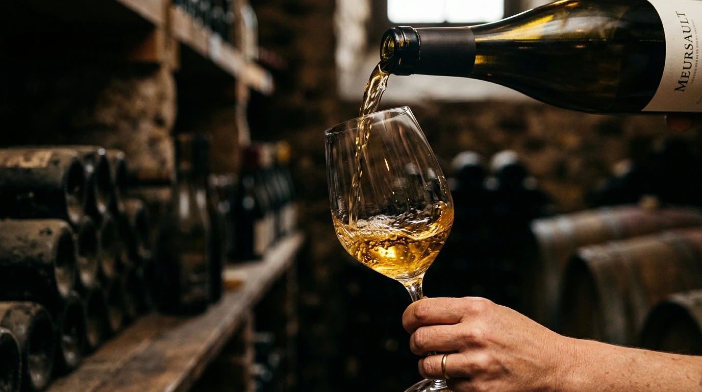 Vin blanc versé dans un verre pour une dégustation